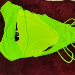 1 piece, neon green bathing suit
